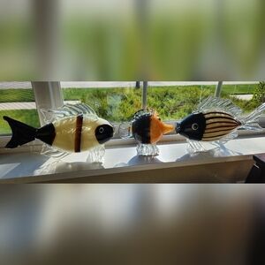 Pier 1 glass blown fish x3